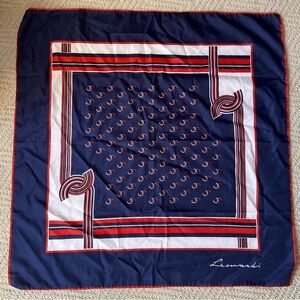 Vintage Leonardi Navy Red Nautical Scarf Geometric Pattern